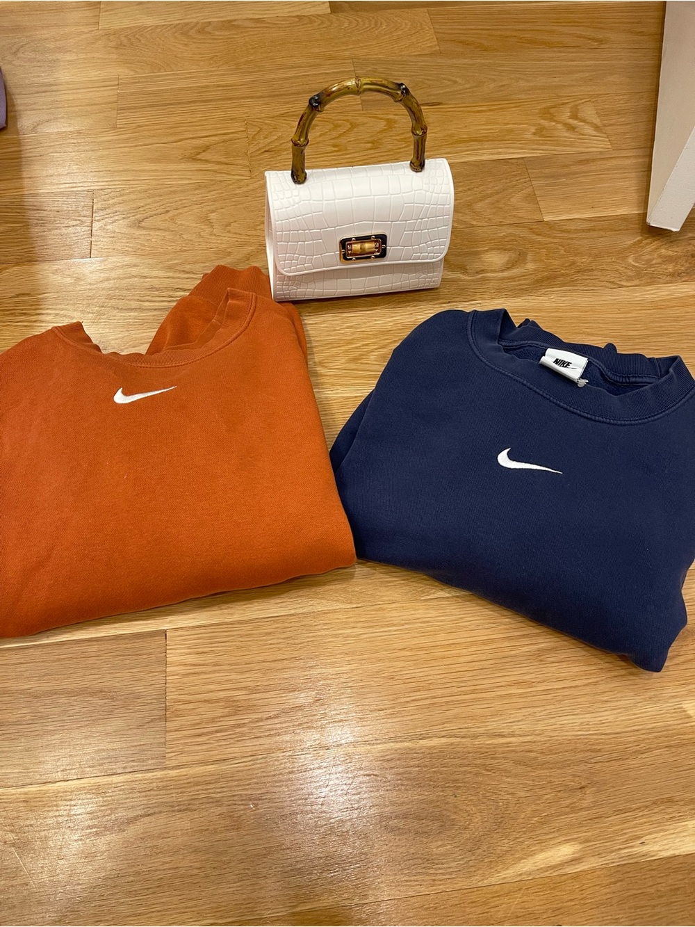 Nike Crewneck Sweatshirts - Orange & Navy Blue